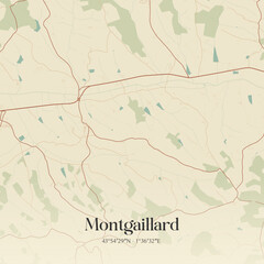 Fototapeta premium Vintage map of Montgaillard, France.