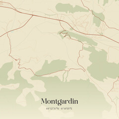 Obraz premium Vintage map of Montgardin, France.