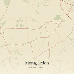 Fototapeta premium Vintage map of Montgardon, France.