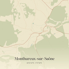 Obraz premium Vintage map of Monthureux-sur-Saône, France.