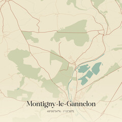 Obraz premium Vintage map of Montigny-le-Gannelon, France.