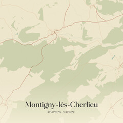 Obraz premium Vintage map of Montigny-lès-Cherlieu, France.