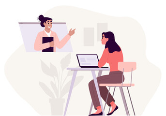 Telemedicine concept.  Doctor consulting patient using online through video call app. Сoncept of healthcare and medical advice. Vector illustration.