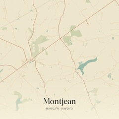 Fototapeta premium Vintage map of Montjean, France.