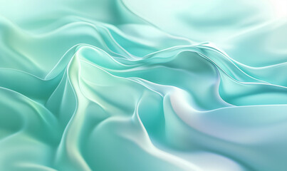 Obraz premium Soft, flowing fabric texture in soothing shades of blue and green, creating an elegant and serene atmosphere.