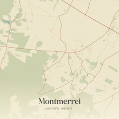 Fototapeta premium Vintage map of Montmerrei, France.