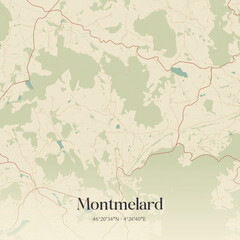 Obraz premium Vintage map of Montmelard, France.