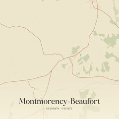 Obraz premium Vintage map of Montmorency-Beaufort, France.