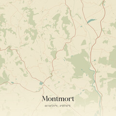 Obraz premium Vintage map of Montmort, France.