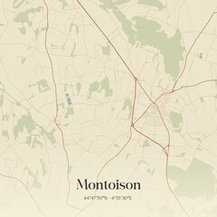 Fototapeta premium Vintage map of Montoison, France.
