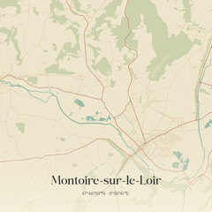 Fototapeta premium Vintage map of Montoire-sur-le-Loir, France.
