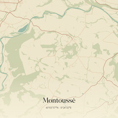 Fototapeta premium Vintage map of Montoussé, France.