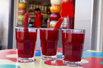 adana style turnip juice in a glass şalgam suyu