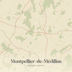 Fototapeta premium Vintage map of Montpellier-de-Médillan, France.