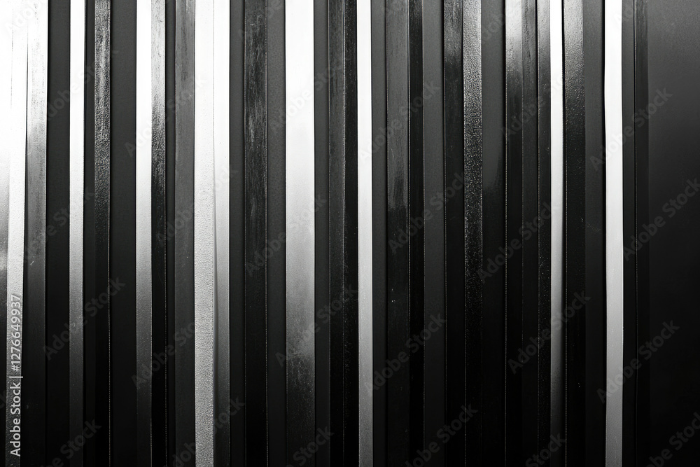 Poster abstract grayscale image featuring numerous vertical stripes of varying shades of black, gray, and s