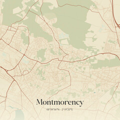 Obraz premium Vintage map of Montmorency, France.