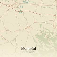 Vintage map of Montr&eacute;al, France.