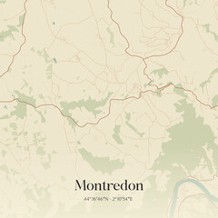 Obraz premium Vintage map of Montredon, France.