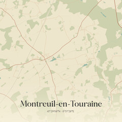 Fototapeta premium Vintage map of Montreuil-en-Touraine, France.