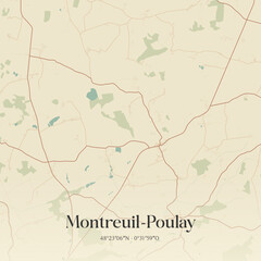 Obraz premium Vintage map of Montreuil-Poulay, France.