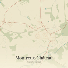 Obraz premium Vintage map of Montreux-Château, France.