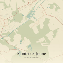 Obraz premium Vintage map of Montreux-Jeune, France.