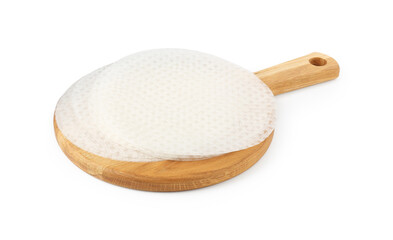 Edible rice paper sheets isolated on white