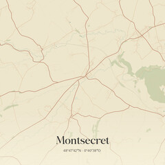 Obraz premium Vintage map of Montsecret, France.