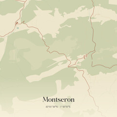 Obraz premium Vintage map of Montseron, France.