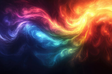 Obraz premium Abstract swirling colorful nebula, vibrant hues of blue, green, red and orange create a cosmic fantasy.