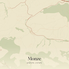 Obraz premium Vintage map of Monze, France.