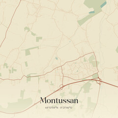 Fototapeta premium Vintage map of Montussan, France.