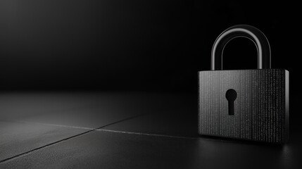 Fototapeta premium Cybersecurity Concept Featuring a Digital Padlock With Encrypted Code Patterns in a Dark, Professional Setting