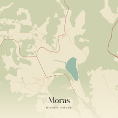 Naklejka premium Vintage map of Moras, France.