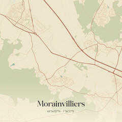 Obraz premium Vintage map of Morainvilliers, France.