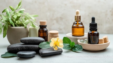 Luxurious Eco Friendly Spa Concept Featuring Hot Stone Massage and Organic Skincare Products in a Serene Atmosphere