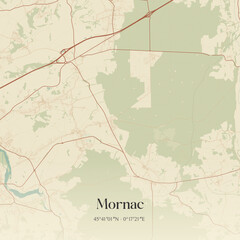 Fototapeta premium Vintage map of Mornac, France.