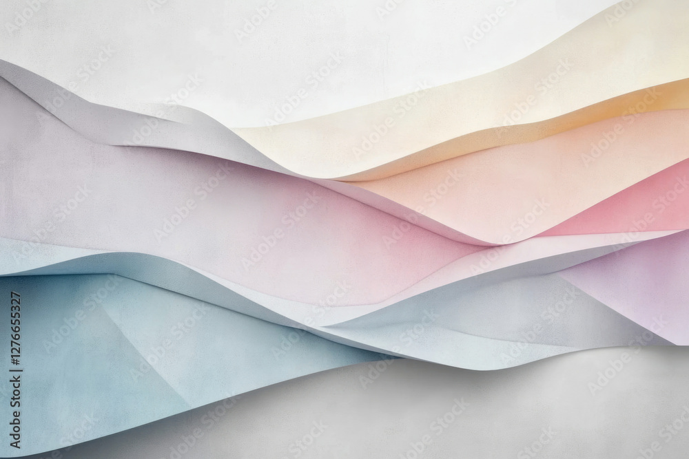 Poster abstract pastel-colored paper waves create a minimalist and elegant design.