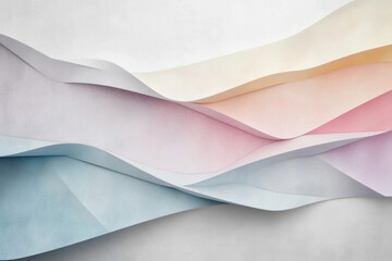 Abstract pastel-colored paper waves create a minimalist and elegant design.