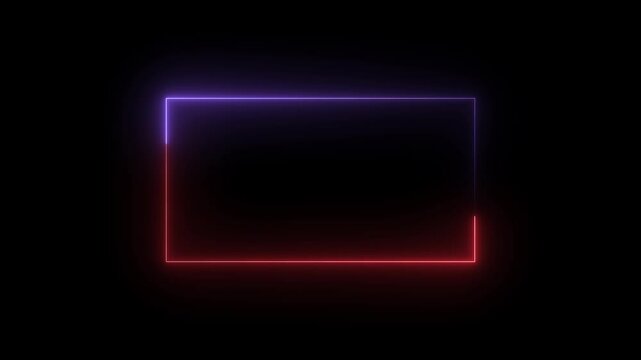 rectangle picture frame animation icon glowing neon pink cyan aqua color round ring photo frame rotation circle shape animated on black background