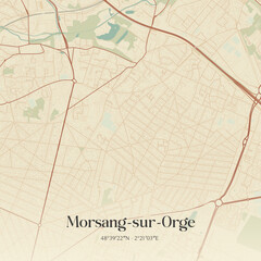 Vintage map of Morsang-sur-Orge, France.