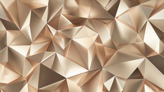 Geometric Low Poly Pattern With a Modern Metallic Finish Featuring Intricate Facets and Reflections