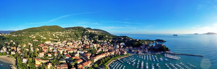 Aerial view of Lerici village, La Spezia province, Liguria, Italy