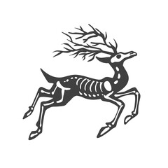 Skeletal Deer with Tree Antlers - Vector Illustration