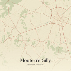 Obraz premium Vintage map of Mouterre-Silly, France.