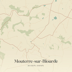Fototapeta premium Vintage map of Mouterre-sur-Blourde, France.