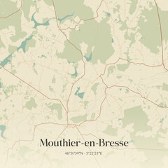 Obraz premium Vintage map of Mouthier-en-Bresse, France.
