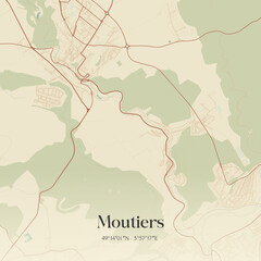 Obraz premium Vintage map of Moutiers, France.