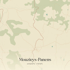 Obraz premium Vintage map of Mouzieys-Panens, France.