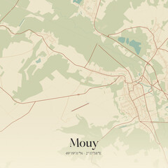 Obraz premium Vintage map of Mouy, France.